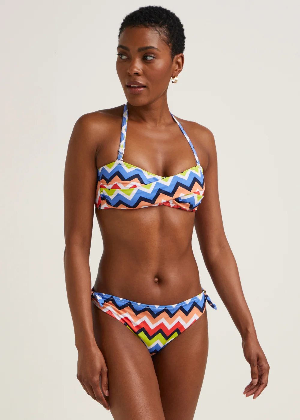 Multicoloured Zigzag Twist Bikini Bottoms - 8 Image 1