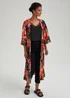 Et Vous Black Tropical Floral Satin Maxi Kimono - Small Image 1