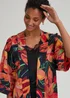 Et Vous Black Tropical Floral Satin Maxi Kimono - Small Image 3