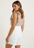 White Linen Blend Shorts - 8 Image 2