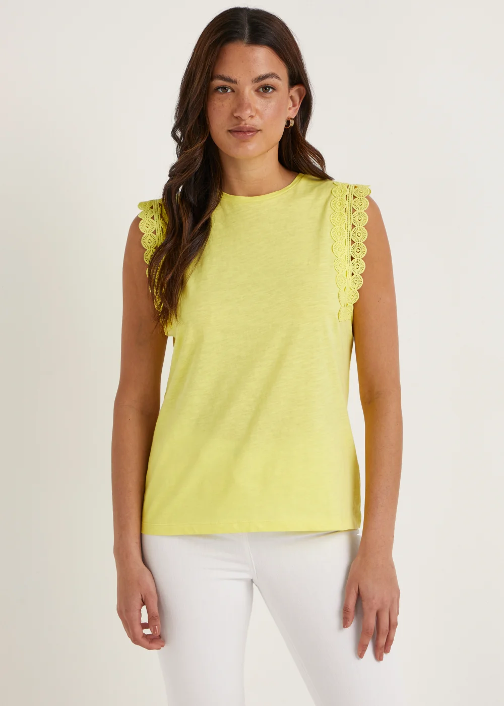 Yellow Lace Vest Top - Size 8 Image 1
