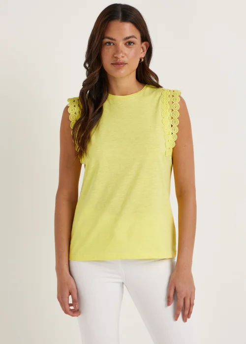 Yellow Lace Vest Top - Size 8 Image 1