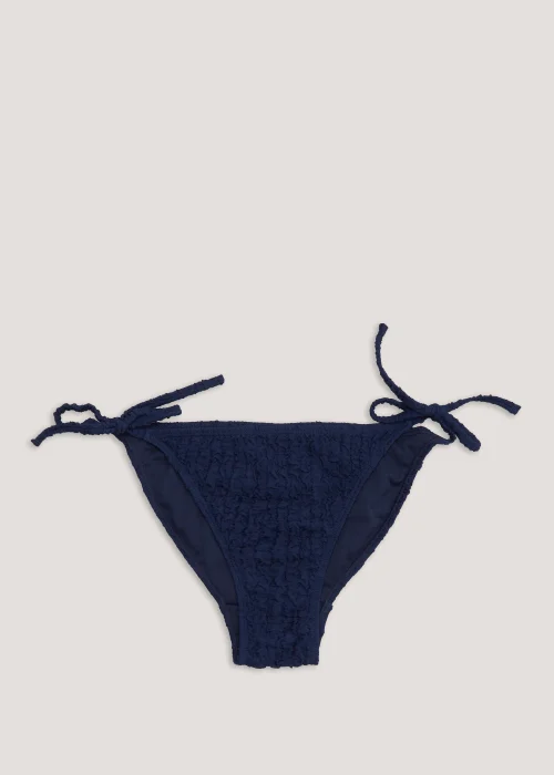 Blue Seersucker Tie Side Bikini Bottoms - Size 6 Image 4