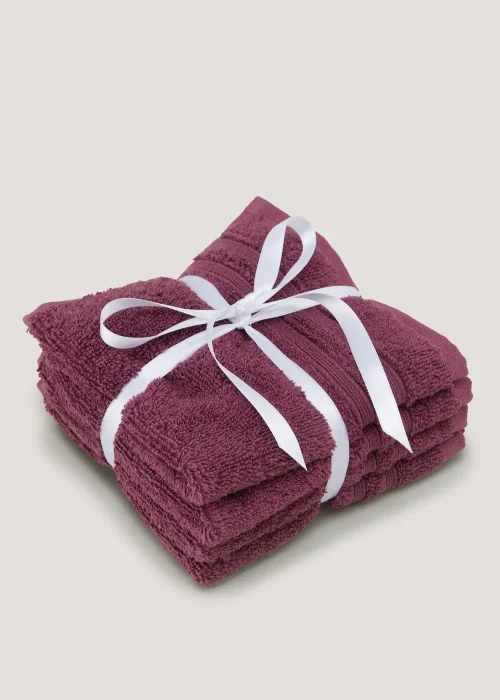 4 Pack Plum 100% Egyptian Cotton Face Cloths Image 1