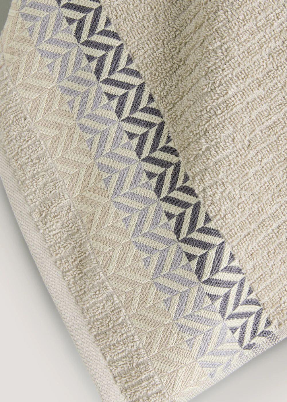 Beige Geo Border Towels - Hand Towel Image 2