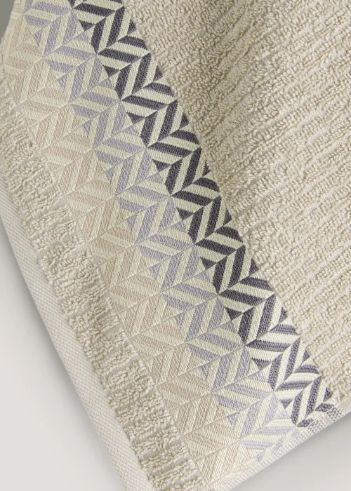 Beige Geo Border Towels - Hand Towel Image 2