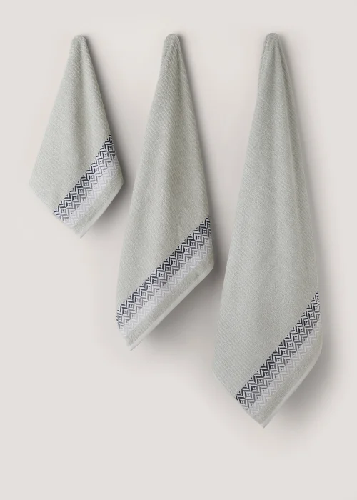 Grey Geo Border Towels - Hand Towel Image 1
