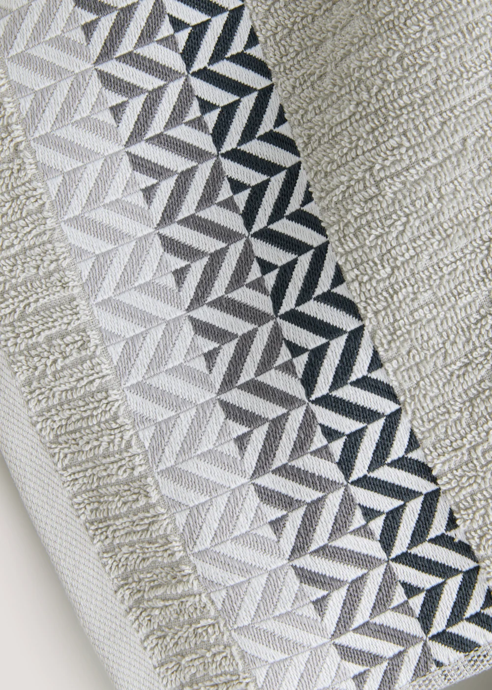 Grey Geo Border Towels - Hand Towel Image 2