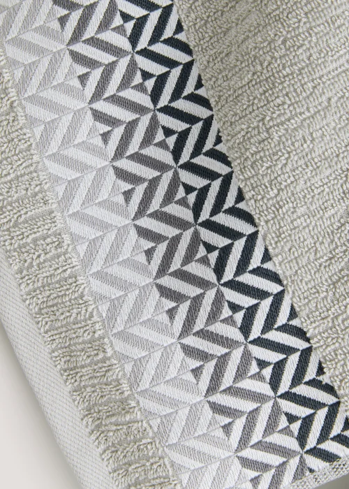 Grey Geo Border Towels - Hand Towel Image 2