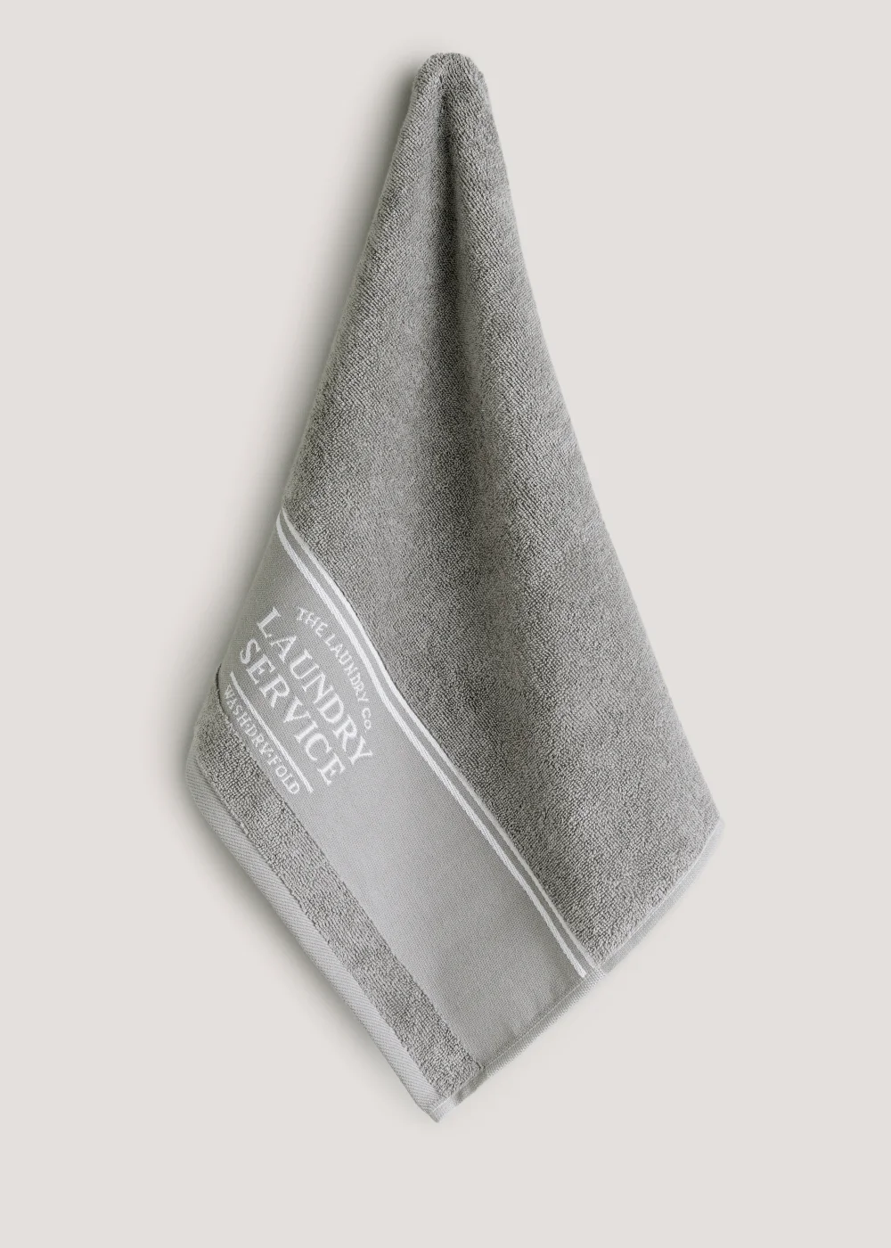 Grey 100% Cotton The Laundry Co Border Hand Towel Image 1