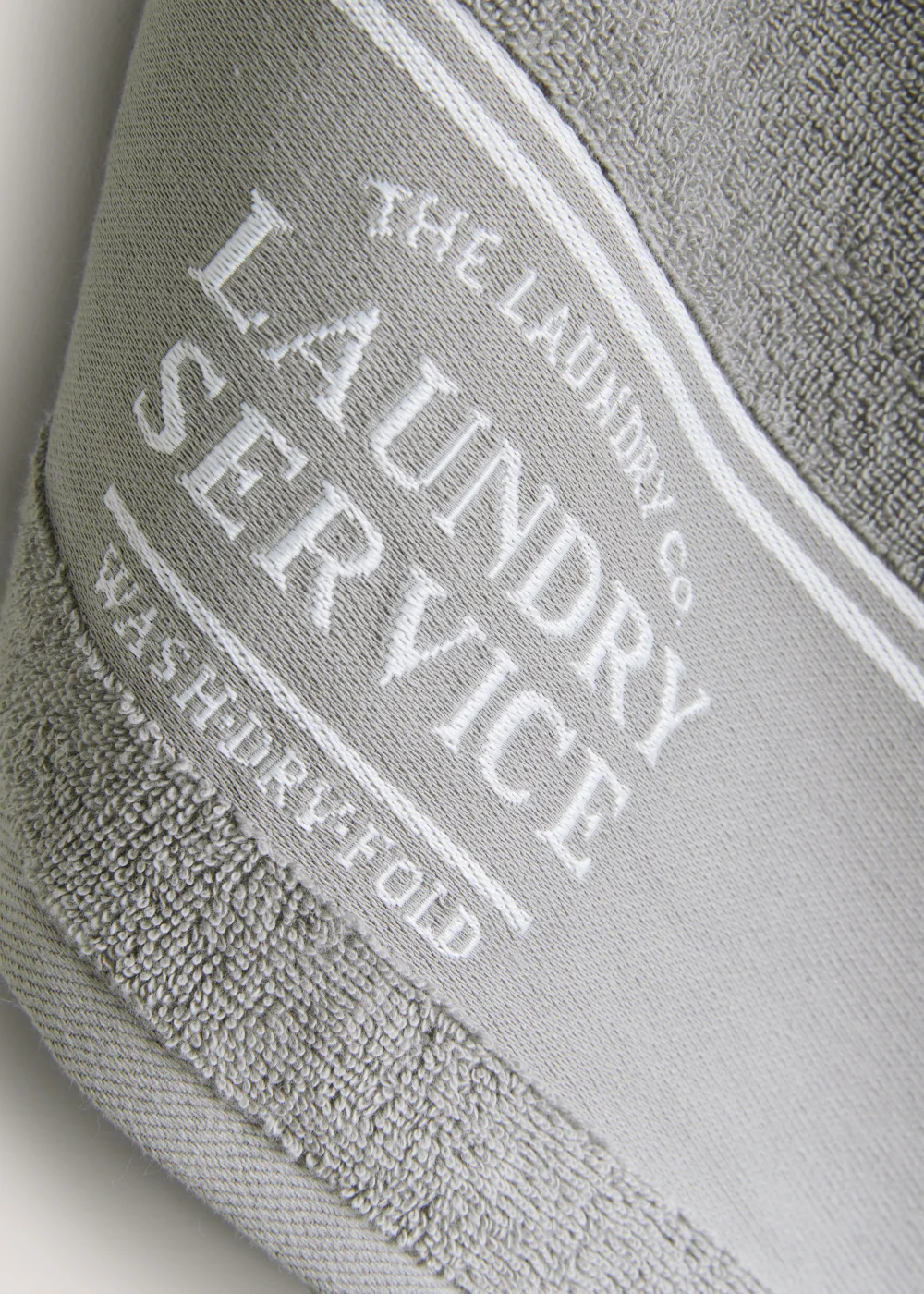 Grey 100% Cotton The Laundry Co Border Hand Towel Image 2