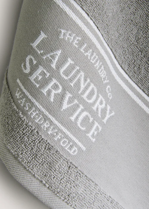 Grey 100% Cotton The Laundry Co Border Hand Towel Image 2