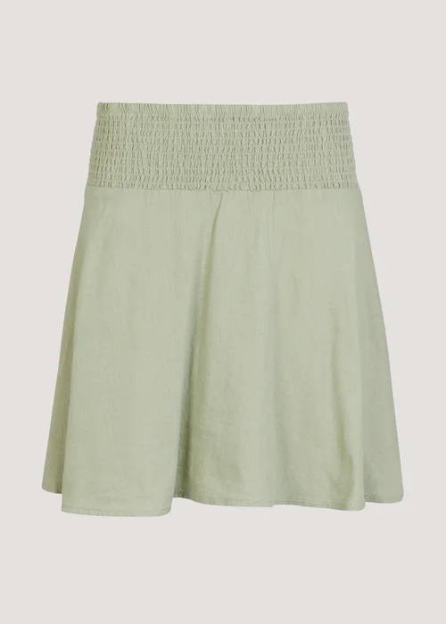 Green Linen Blend Shirred Mini Skirt - Size 8 Image 5