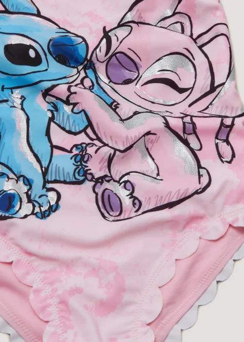 Kids Pink Disney Stitch & Angel Scallop Swimming Costume (4-11yrs) - 4-5 Yrs Image 2