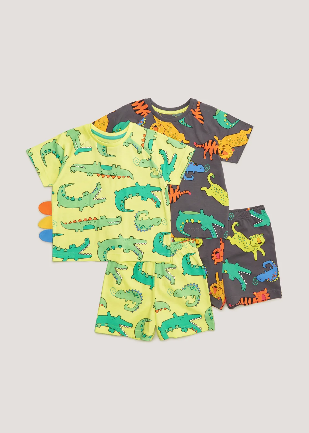 Boys 2 Pack 3D Spike Short Pyjama Sets (9mths-5yrs) - Age 9 - 12 Months Image 1