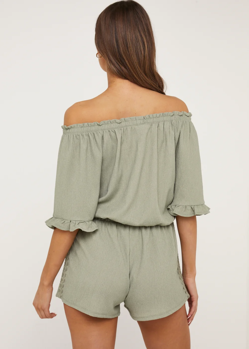 Khaki Lace Co-Ord Top - Size 8 Image 2