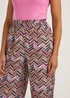 Multicoloured Zigzag Wide Leg Cropped Trousers - Size 8 Image 3