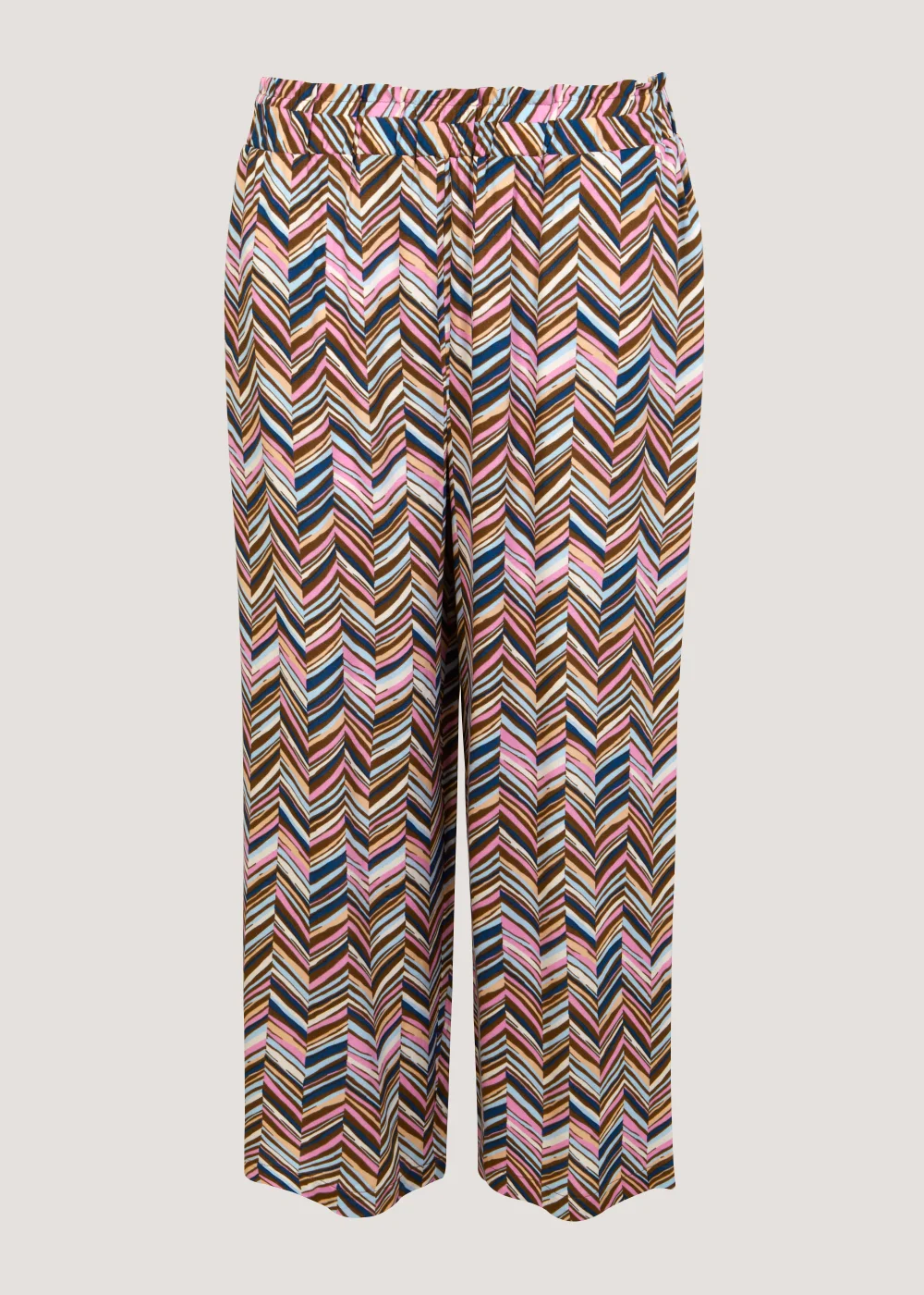 Multicoloured Zigzag Wide Leg Cropped Trousers - Size 8 Image 5
