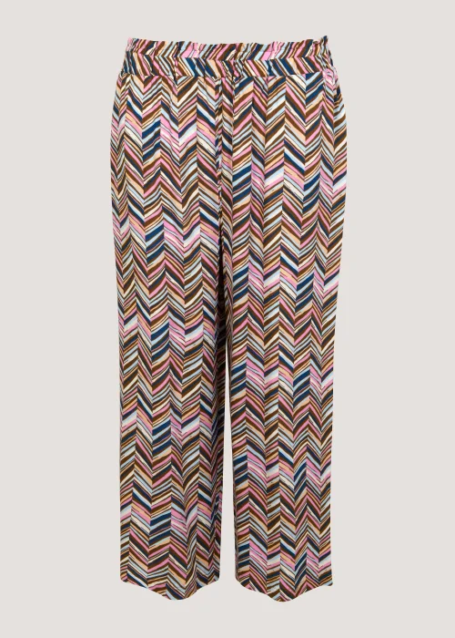 Multicoloured Zigzag Wide Leg Cropped Trousers - Size 8 Image 5