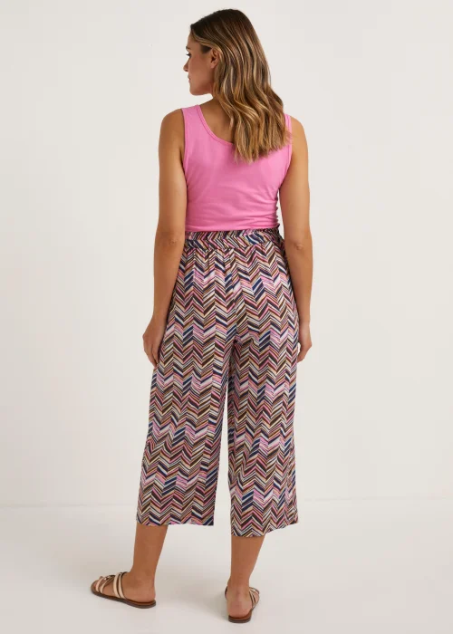 Multicoloured Zigzag Wide Leg Cropped Trousers - Size 8 Image 2