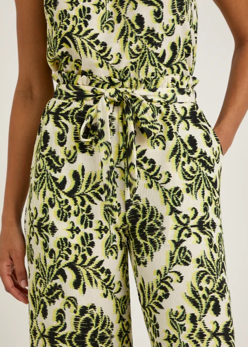 Lime Print Plisse Cropped Trousers - Size 8 Image 3