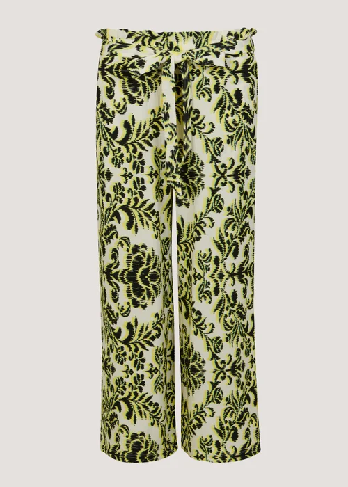 Lime Print Plisse Cropped Trousers - Size 8 Image 5