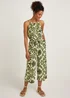 Lime Print Plisse Cropped Trousers - Size 8 Image 1