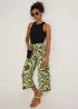 Lime Print Plisse Cropped Trousers - Size 8 Image 4