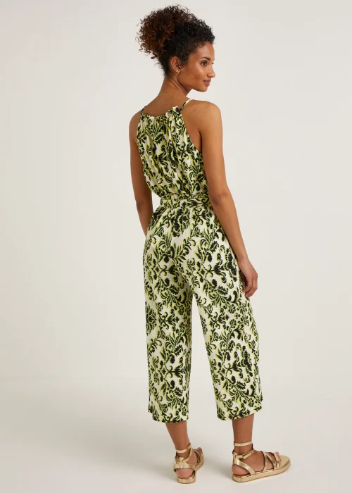 Lime Print Plisse Cropped Trousers - Size 8 Image 2