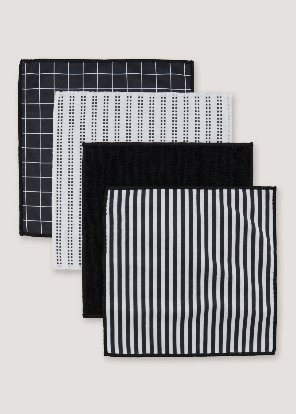 4 Pack Monochrome Microfibre Cloths (29cm) Image 1