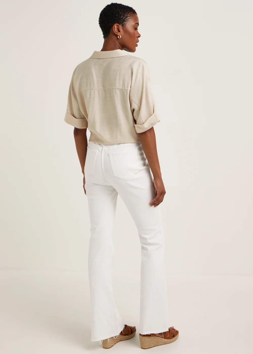 White Skinny Flared Jeans - Size 8 Image 2