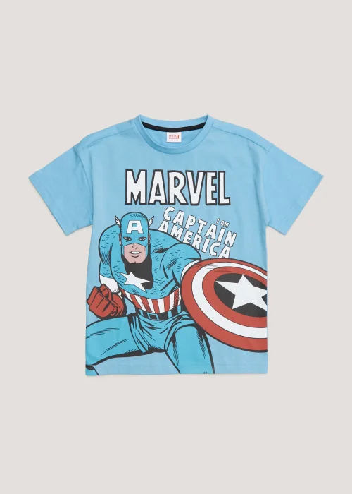 Kids Blue Marvel I Am Captain America T-Shirt (2-9yrs) - Age 2 - 3 Years Image 1