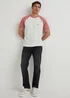 White & Pink Raglan T-Shirt - Small Image 4
