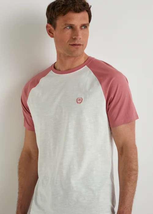 White & Pink Raglan T-Shirt - Small Image 3