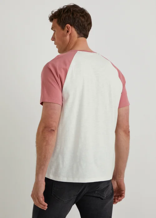 White & Pink Raglan T-Shirt - Small Image 2