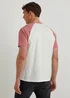White & Pink Raglan T-Shirt - Small Image 2