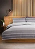 Grey Seersucker Stripe Reversible Duvet Cover - Single Image 1