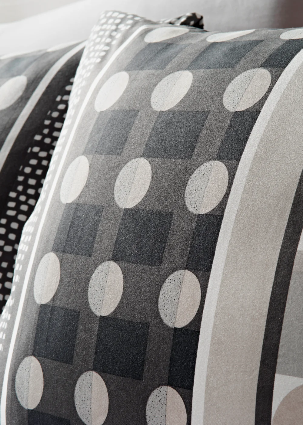 Grey Geo Stripe Print Duvet Cover - Single Image 2