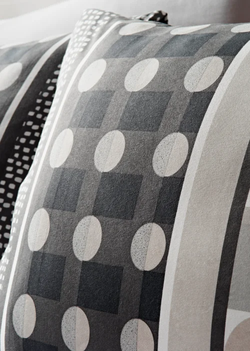 Grey Geo Stripe Print Duvet Cover - Single Image 2