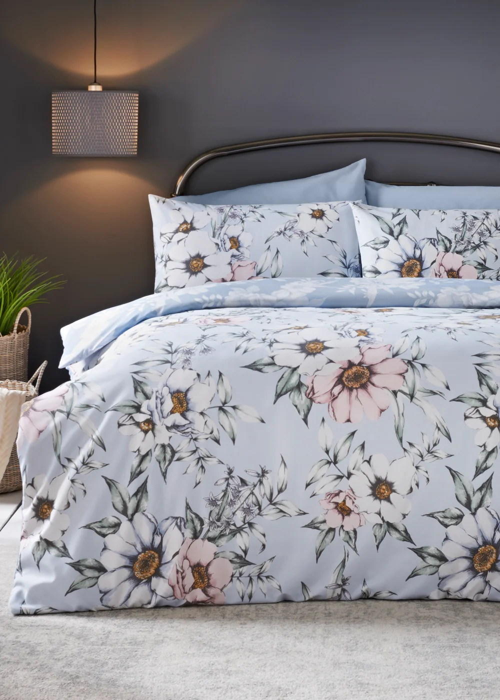 Blue Floral Duvet Cover - Single Image 1