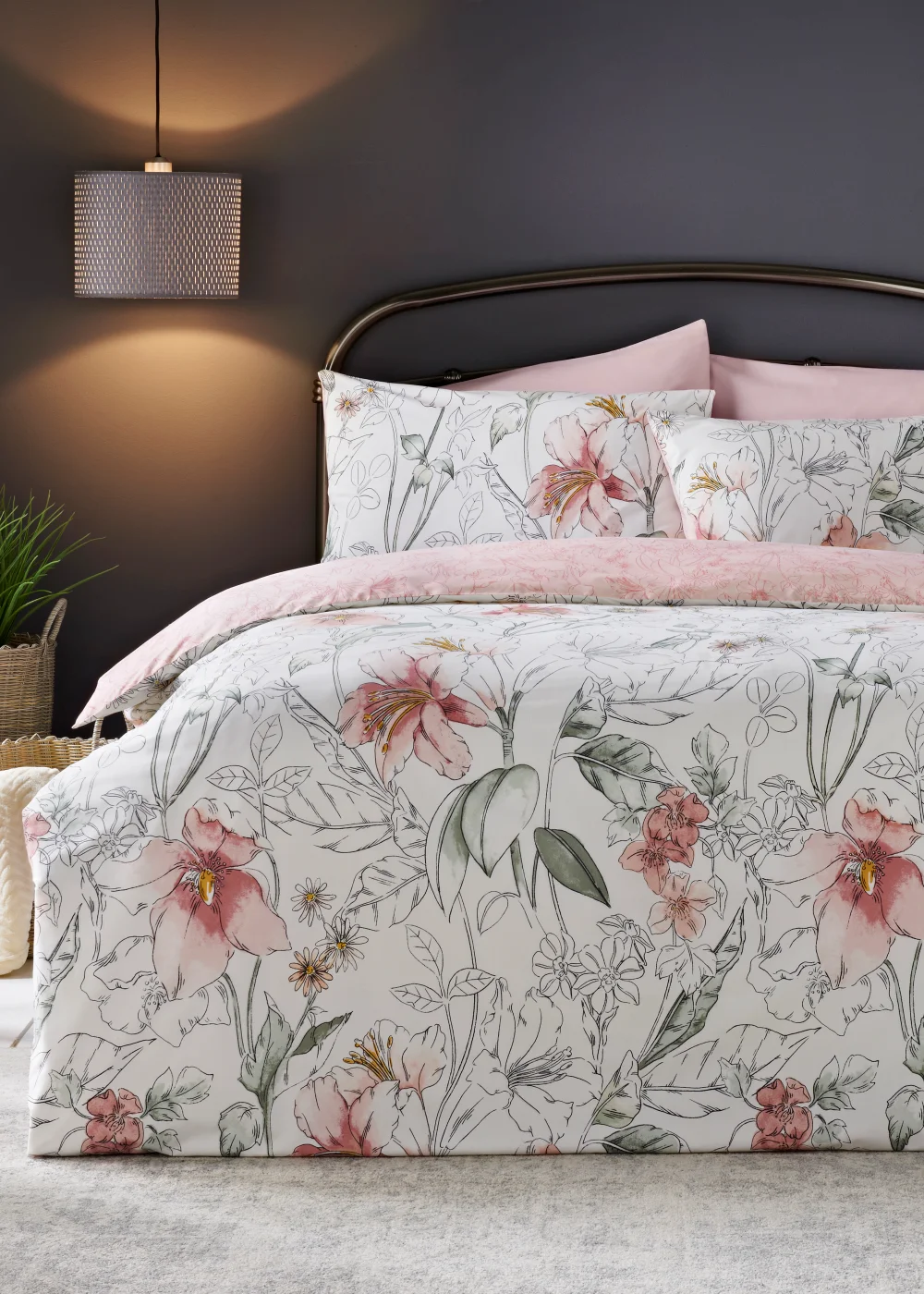Pink & White Floral Duvet Cover - Single Image 1