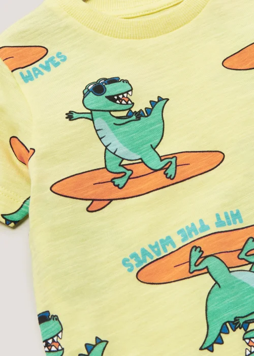 Boys Lemon Dinosaur Print T-Shirt (9mths-6yrs) - 9-12 months Image 2