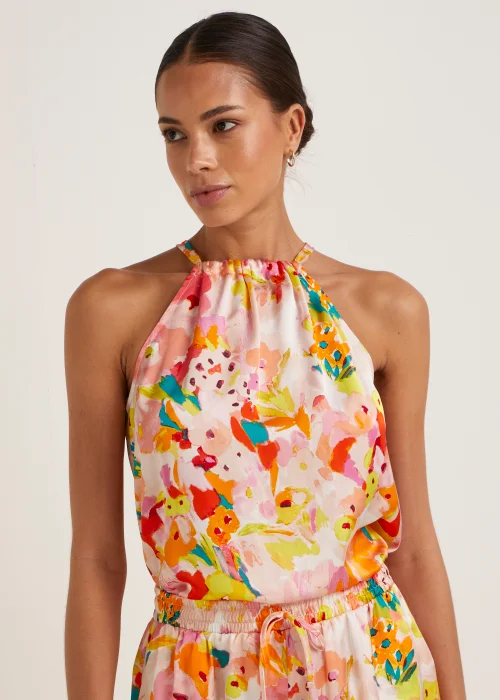 Be Beau Multicoloured Floral Satin Cami Top - 8 Image 1