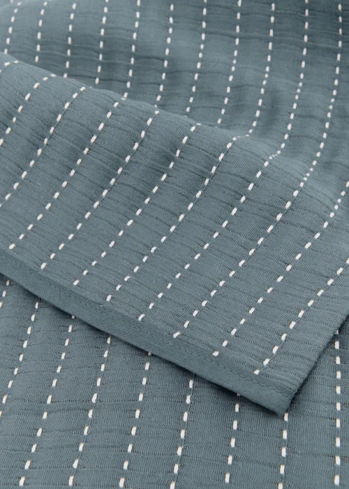 Blue Stab Stitch Bedspread (235cm x 235cm) Image 2