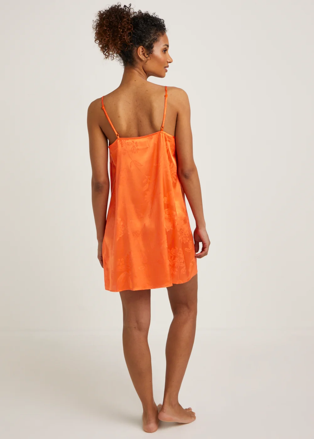 Orange Satin Jacquard Chemise - Size 8 Image 2