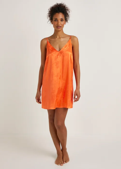 Orange Satin Jacquard Chemise - Size 8 Image 1