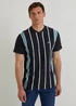 Black Stripe Grandad Collar T-Shirt - Small Image 1