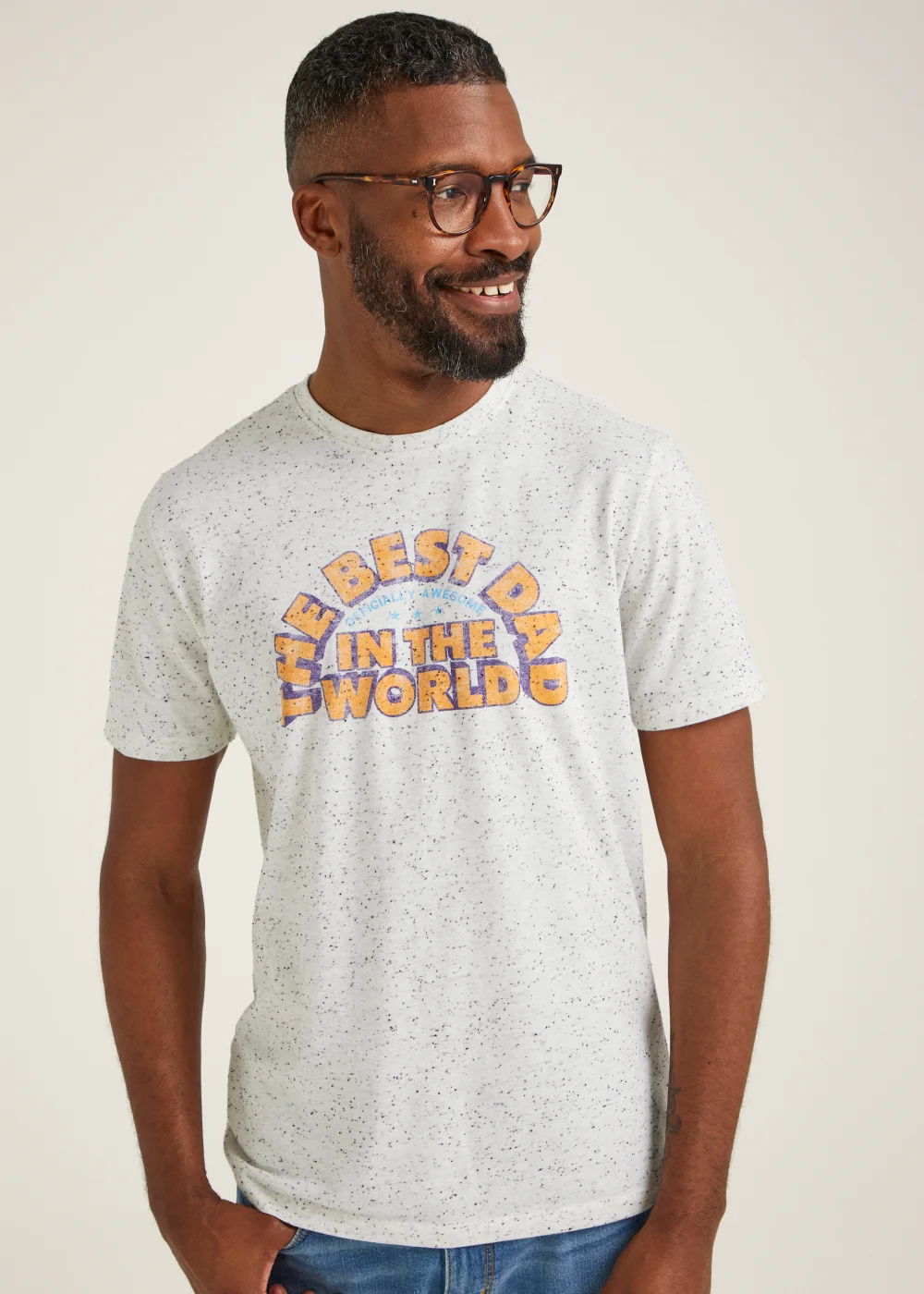 Ecru Best Dad Print T-Shirt - Small Image 1