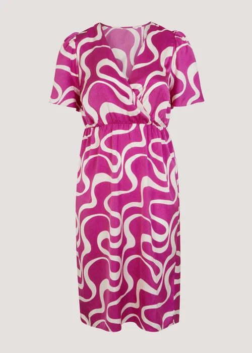 Papaya Curve Pink Swirl Print Satin Wrap Dress - 18 Image 5