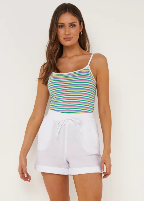 White Double Cloth Co-Ord Shorts - 8 Image 1